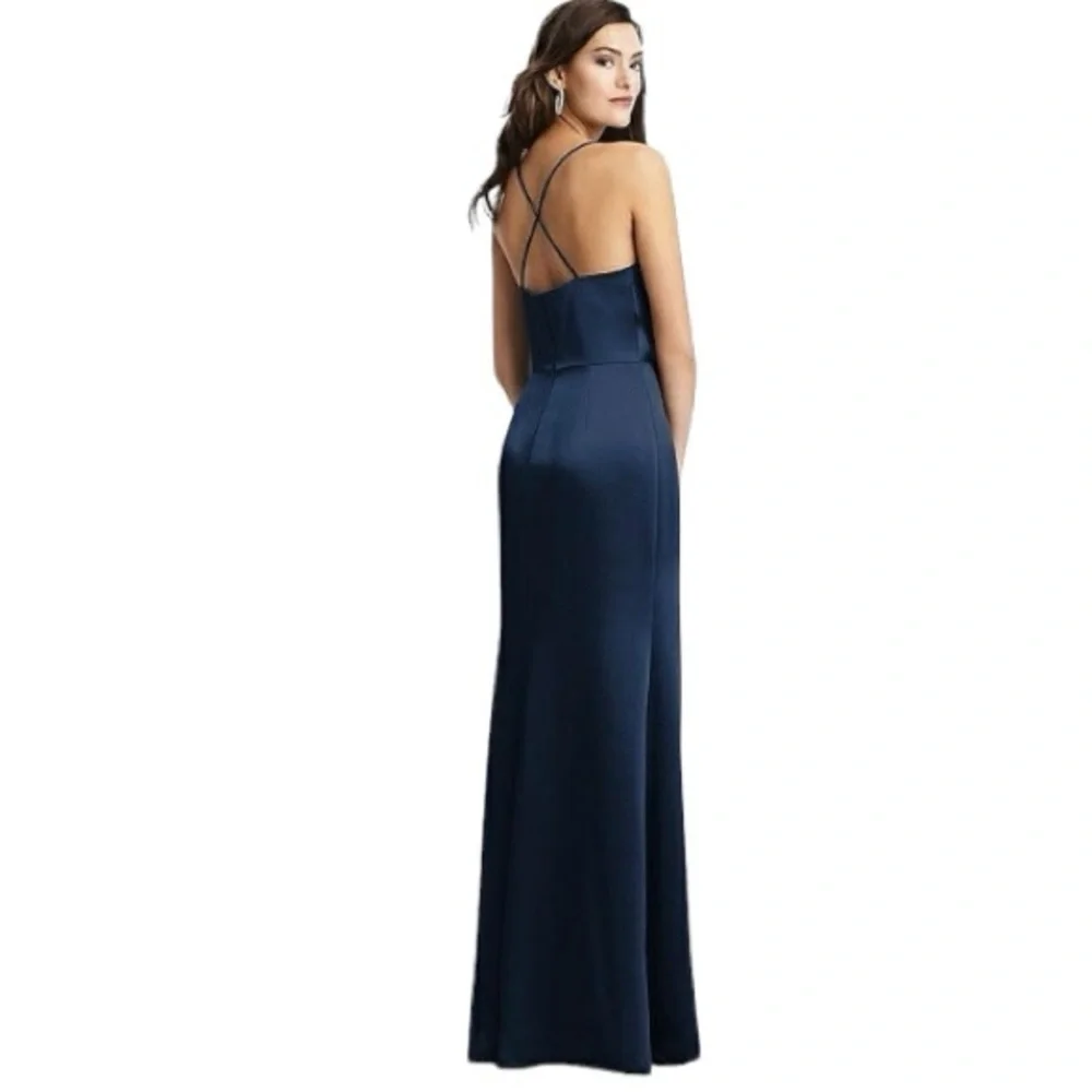 NWT Dessy Collection Cowl-Neck Criss Cross Slip Dress Midnight Size 14 Reg. $231 - Picture 2 of 11